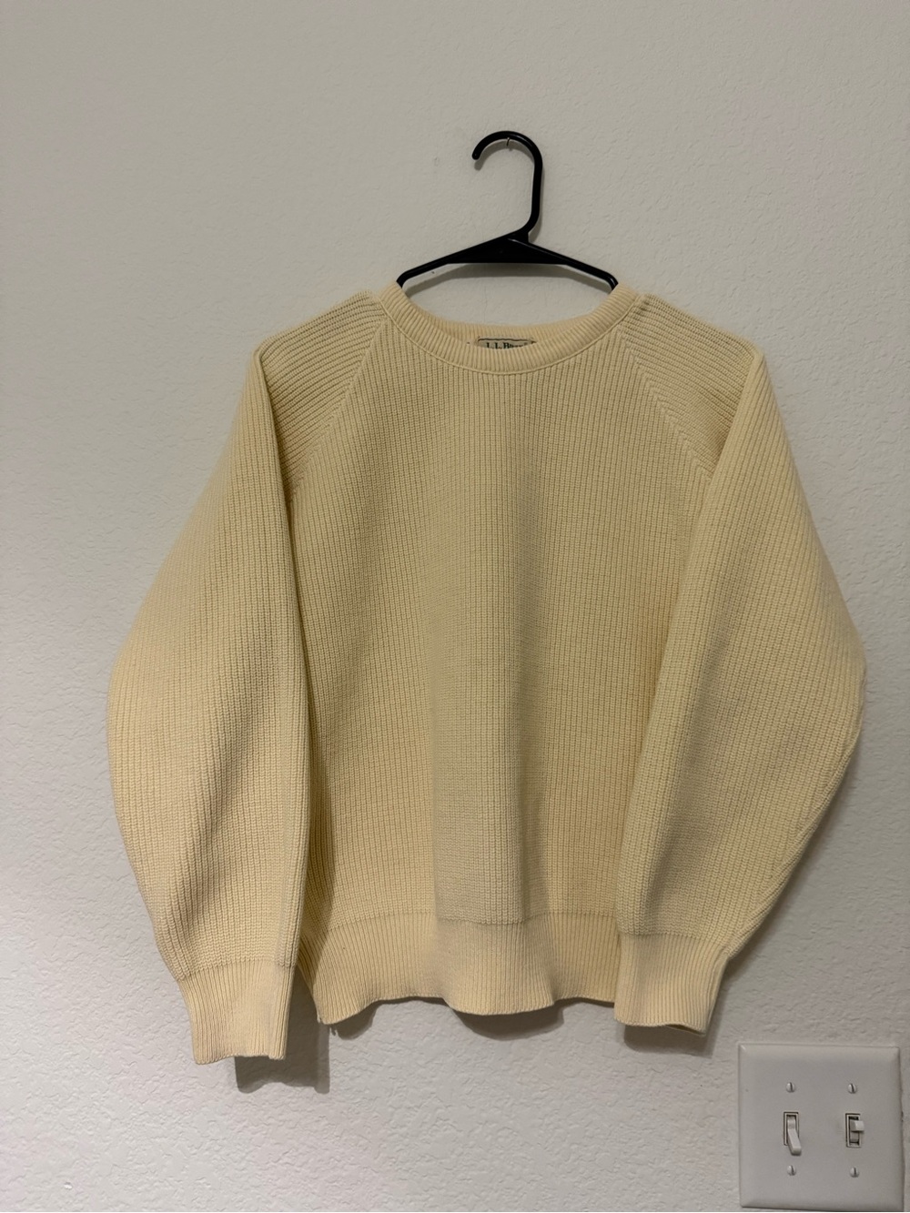 Vintage L.L. Bean Butter Yellow 100% Cotton Knit Crewneck Sweater